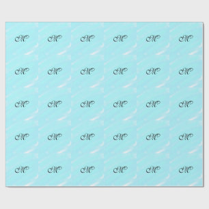 Papel De Presente Monograma com cor aquosa verde azul com letra de a