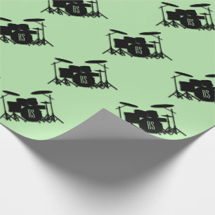 Papel De Presente Monograma Conjunto de Tambores Verde