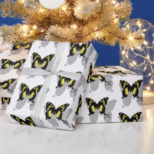 Papel De Presente Monograma da Sombra da Borboleta Jamaica