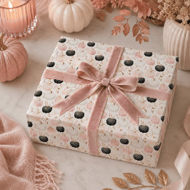 Papel De Presente Monograma de Abóbora Moderna – Inicial Personaliza