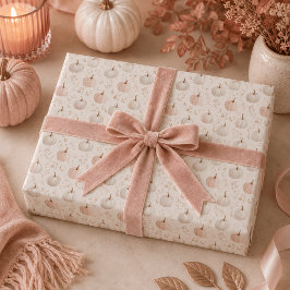 Papel De Presente Monograma de Abóbora Pastel – Inicial Personalizad