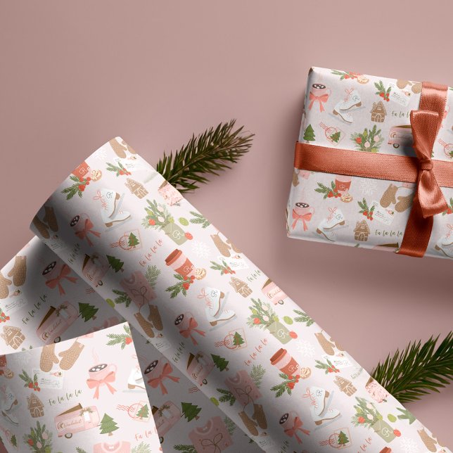 Papel De Presente Monograma de algumas das minhas coisas de Natal fa (A Few of My Favourite Christmas Things Monogram Wrapping Paper)