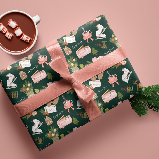 Papel De Presente Monograma de algumas das minhas coisas de Natal fa (A Few of My Favourite Christmas Things Monogram Wrapping Paper)
