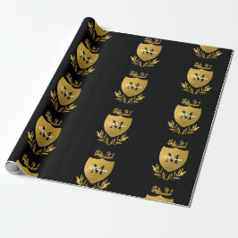 Papel De Presente Monograma de blindagem Real Black & Dourada