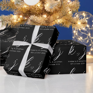 Papel De Presente Monograma de Casamento Personalizado Elegante Mini