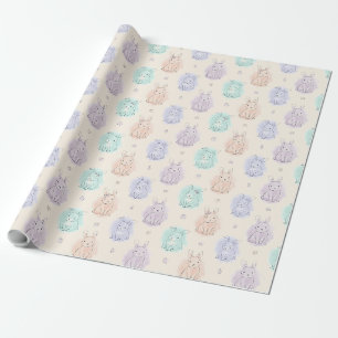 Papel De Presente Monograma de Coelhinhos de Esboço Divertidos