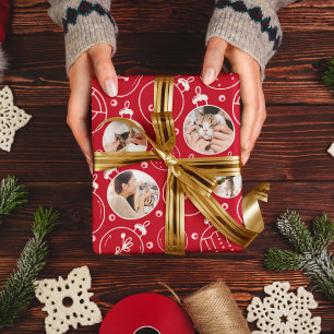Papel De Presente Monograma de Fotografia Personalizada de Ornamento