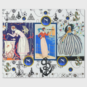 PAPEL DE PRESENTE MONOGRAMA DE GEM AZUL COM FASHION DE BELEZA DECO N