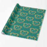 Papel De Presente Monograma de ouro no casamento verde-escuro<br><div class="desc">O ouro afeta a arte do monograma cardíaco no papel de embrulho de presente verde escura escura esmeralda. Design de corações contendo suas próprias iniciais de monograma de casais em ouro e branco em verde escuro ou mudando para sua própria escolha de cor. Outras cores e itens correspondentes estão disponíveis....</div>