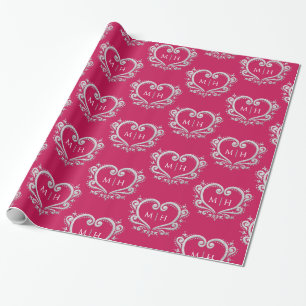 Papel De Presente Monograma de ouro no casamento vermelho de fruta