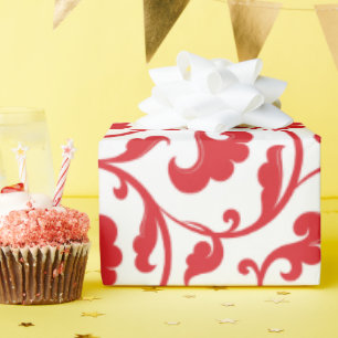 Papel De Presente Monograma de padrão floral vermelho-esverdeado