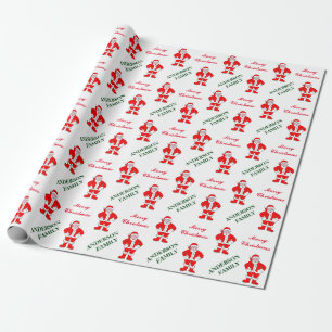 Papel De Presente Monograma de Papai Noel do feriado do Natal