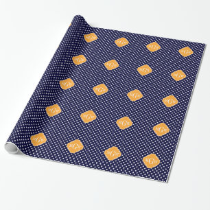 Papel De Presente Monograma de Quatrefoil 3 do Cantaloupe das