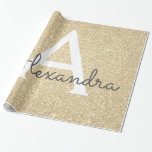 Papel De Presente Monograma Dourado de luxo e brilho<br><div class="desc">Dourado de luxo Faux Glitter e Sparkle Elegant Gift Wrapping Paper. Este papel de embrulho de presente pode ser personalizado para incluir seu nome inicial e nome próprio para um pacote de presentes para o Chá de fraldas,  Chá de panela,  Festa de solteira ou Festa de aniversário de Menina.</div>
