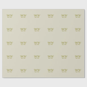 Papel De Presente Monograma dourado desde o ano 19XX aveia casamento