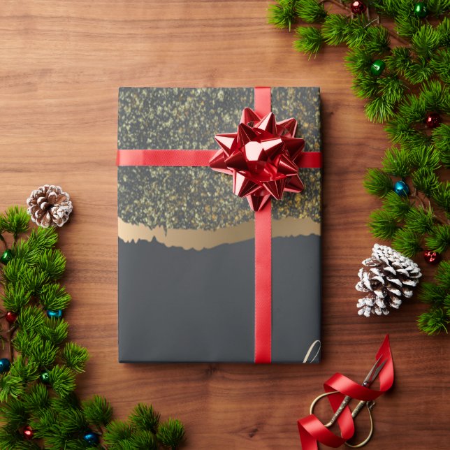 Papel De Presente Monograma Dourado Elegante Moderno (Presente de Natal)