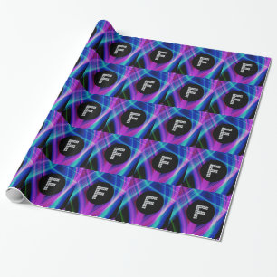 Papel De Presente Monograma F Diamante Neon Fundo Colorido Brilhante