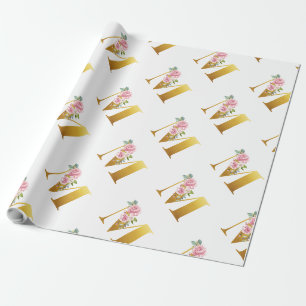 Papel De Presente Monograma Floral Botânico Moderno