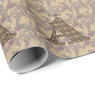Papel De Presente Monograma Floral Inicial A Personalizado Elegante