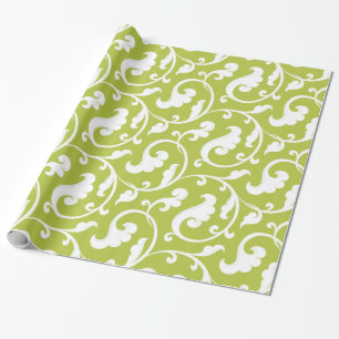 Papel De Presente Monograma floral verde feminino elegante do teste