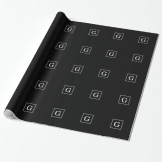 Papel De Presente Monograma inicial com quadro branco preto