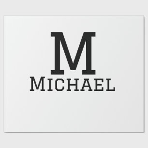 Papel De Presente Monograma maiúsculo com nome clássico simples