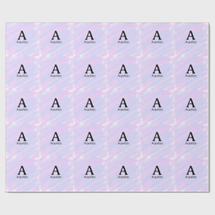 Papel De Presente Monograma maiúsculo masculino adicionar nome roxo 