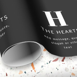 Papel De Presente Monograma Moderno Editável Nome & Mensagem   Preto