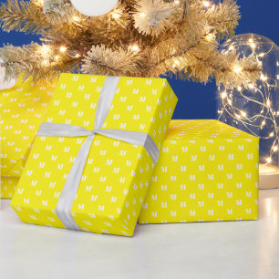 Papel De Presente Monograma personalizado amarelo-claro moderno