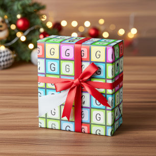 Papel De Presente Monograma personalizado, Aniversário de criança co