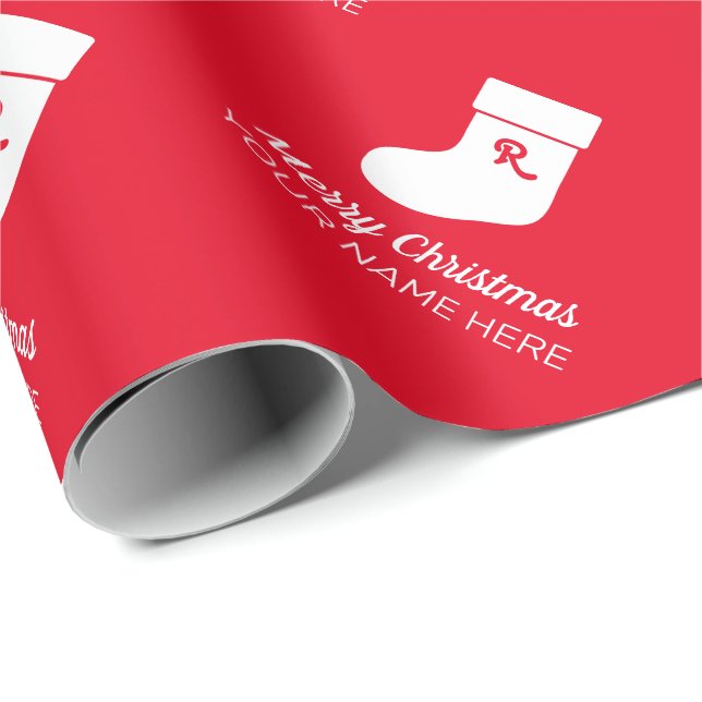 Papel De Presente Monograma personalizado com estoque de Natal prese (Ponta do rolo)