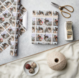 Papel De Presente Monograma personalizado de 4 fotos