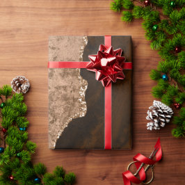 Papel De Presente Monograma Personalizado de Agitação Lítida Dourada