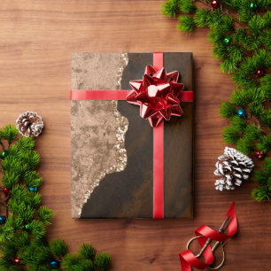 Papel De Presente Monograma Personalizado de Agitação Lítida Dourada