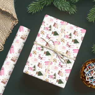 Papel De Presente Monograma Personalizado de Natal Retroativo Papais