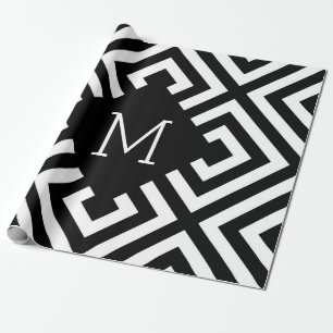 Papel De Presente Monograma preto e branco