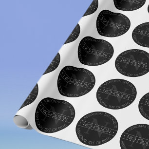 Papel De Presente Monograma Preto e Branco Moderno Elegante Editável