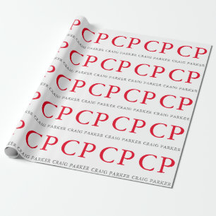 Papel De Presente Monograma Profissional Simples Inicial em Vermelho