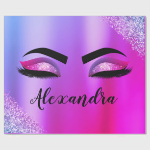 Papel De Presente Monograma Rosa Púrpura e Brilho Olhos Modernos