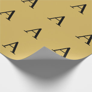 Papel De Presente Monograma Simples Cor Dourada Adicionar Nome Inici