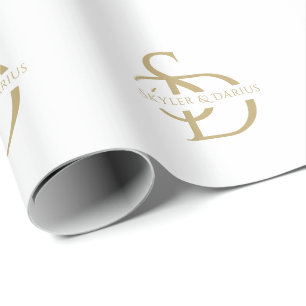 Papel De Presente Monograma Simples De Casamento Personalizado Com N