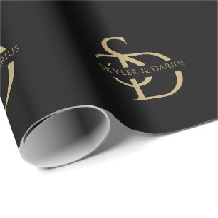 Papel De Presente Monograma Simples De Casamento Personalizado Com N