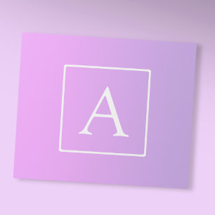 Papel De Presente Monograma Simples Ombre Rosa/Roxo Sutil