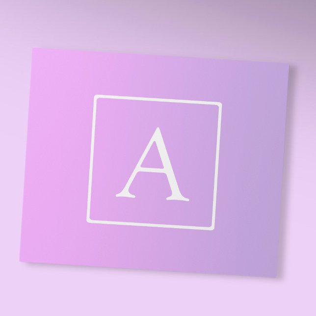 Papel De Presente Monograma Simples | Ombre Rosa/Roxo Sutil (Criador carregado)