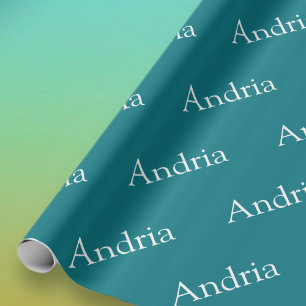 Papel De Presente Monograma Simples   Verde Azul Editável