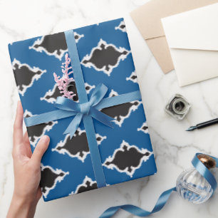 Papel De Presente Monograma tribal de padrão preto-branco moderno