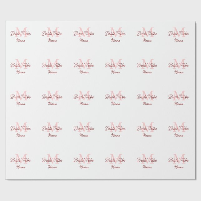 Papel De Presente monograma tribo da noiva vermelho simples chuveiro (Aberto)