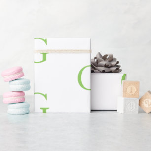 Papel De Presente Monograma Verde Lima e Branco