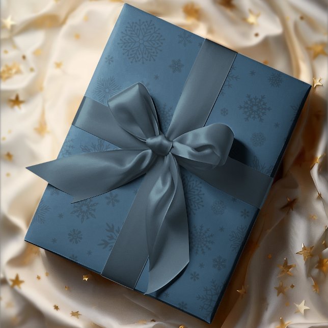 Papel De Presente Monotone Winter Snowflake Marinho Blue (Criador carregado)