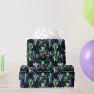 Papel De Presente Monster Jam - Aniversário de Invasão Alienígena